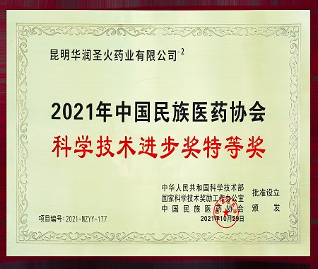 2021年中國民族醫(yī)藥協會 科學技術進步獎特等獎
